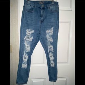 Rue 21 Curvy High Rise Ankle Jeggings with Rips